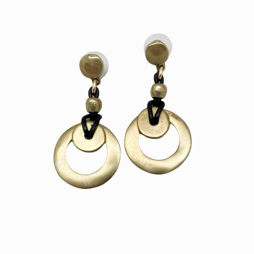 Orecchino Miro in oro e pelle marrone in oro