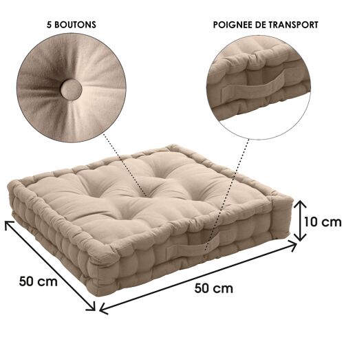 Coussin de sol avec poignée, 50x50 cm, Coloré, Collection PANAMA