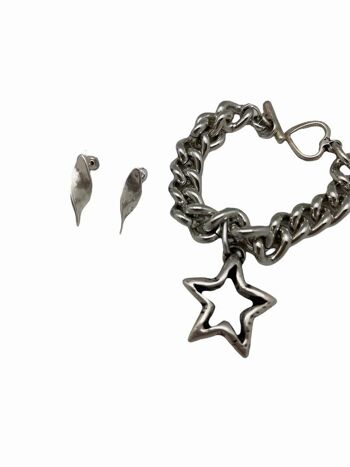 Ensemble bracelet en forme d'étoile et boucles d'oreilles hélix plaquées argent sterling. 5