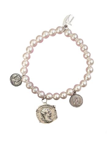 Bracelet élastique avec perles et pièces d'argent 1