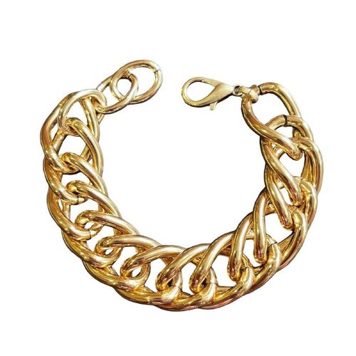 Pulsera eslabón grande dorado doble