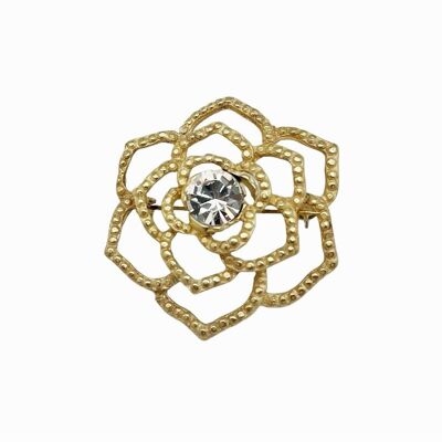 Broche cristal Sw. en color cristal zamak dorado. 4.5cm