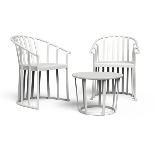 Resol RAFF Set 2+1 Silla Con Brazos-Mesa Interior, Exterior Blanco