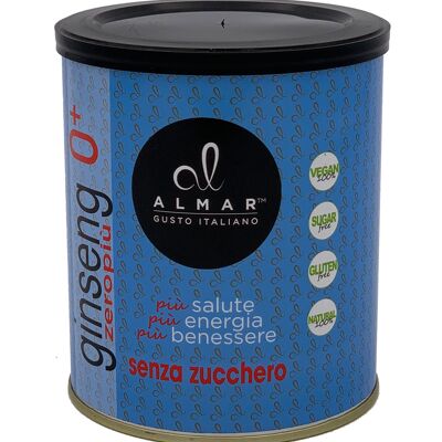 Almar Café Instantané Ginseng Zero+ Uniquement des ingrédients naturels et végétaux sans sucre, sans gluten, sans lait ni lactose adapté à un usage végétalien - Boîte de 400 g