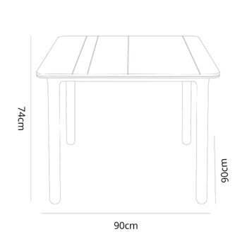 garbar NOA Table Carrée Intérieur, Extérieur 90x90 Pied Blanc - Tableau Blanc 2