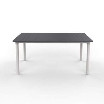 garbar NOA Rechteckiger Tisch für drinnen und draußen, 160 x 90 Fuß, weiß – dunkelgraues Brett