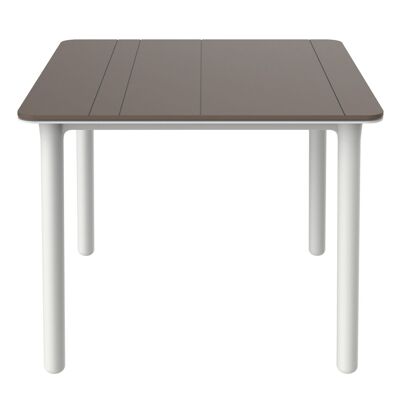 garbar NOA Quadratischer Tisch für drinnen und draußen, 90 x 90 Fuß, Weiß – Schokoladentafel