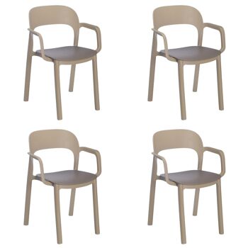 garbar ONA Set 4 Chaises Avec Accoudoirs Intérieur, Extérieur Sable - Chocolat 1