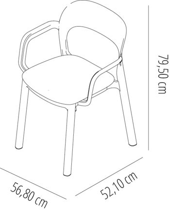 garbar ONA Set 4 Chaise avec accoudoirs Intérieur, Extérieur Blanc - Rouge 2