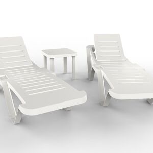 garbar MASTER-ANDORRA Set 2+1 Chaise longue d'extérieur-Table auxiliaire Blanc