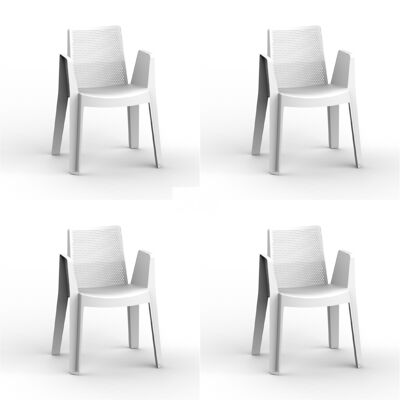 garbar PLAY Set 4 Stuhl mit Armlehnen innen, außen weiß