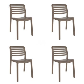 garbar WIND Lot de 4 chaises d'intérieur, extérieur chocolat 1