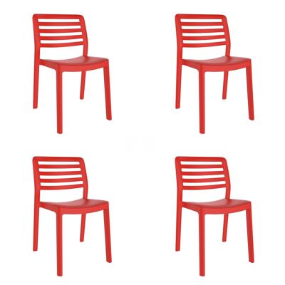 garbar WIND Set 4 Silla Interior, Exterior Rojo