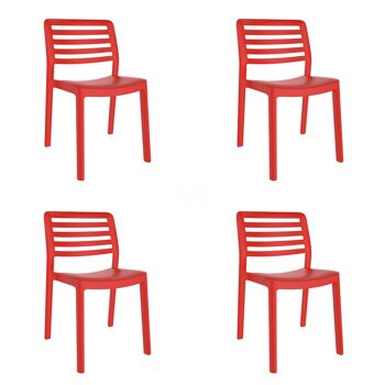 garbar WIND Set 4 Chaise d'intérieur, extérieur Rouge 1