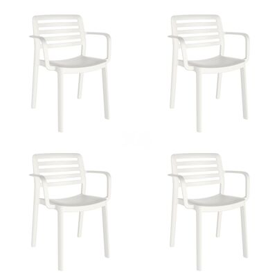 garbar WIND Set 4 Stuhl mit Armlehnen innen, außen weiß