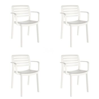 garbar WIND Set 4 Chaises Avec Accoudoirs Intérieur, Extérieur Blanc 1