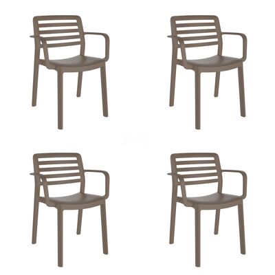 garbar WIND Set 4 Stuhl mit Armlehnen innen, außen Schokolade