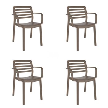 garbar WIND Set 4 Chaises Avec Accoudoirs Intérieur, Extérieur Chocolat 1