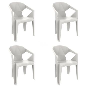 garbar DELTA Set 4 Chaises avec accoudoirs Intérieur, Extérieur Blanc 1