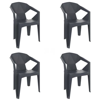 garbar DELTA Set 4 Stuhl mit Armlehnen innen, außen dunkelgrau