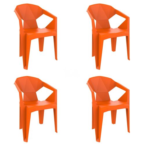 garbar DELTA Set 4 Silla Con Brazos Interior, Exterior Naranja