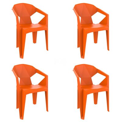 garbar DELTA Set 4 Chair With Arms Interior, Exterior Orange