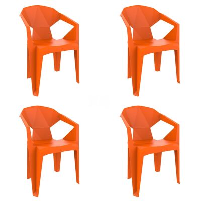 garbar DELTA Set 4 Silla Con Brazos Interior, Exterior Naranja