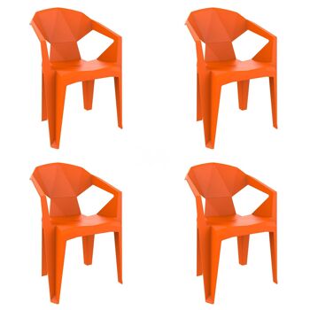 garbar DELTA Set 4 Chaise avec accoudoirs Intérieur, Extérieur Orange 1