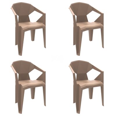 garbar DELTA Set 4 Chair With Arms Indoor, Outdoor Sand