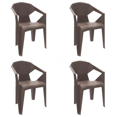 garbar DELTA Set 4 Stuhl mit Armlehnen innen, außen Schokolade