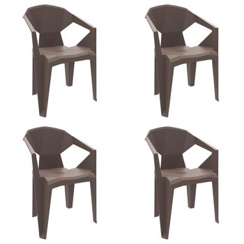 garbar DELTA Set 4 Chaises avec accoudoirs Intérieur, Extérieur Chocolat 1