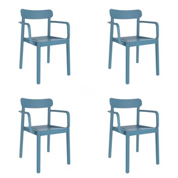 garbar ELBA Set 4 Chaises Avec Accoudoirs Intérieur, Extérieur Rétro Bleu 1