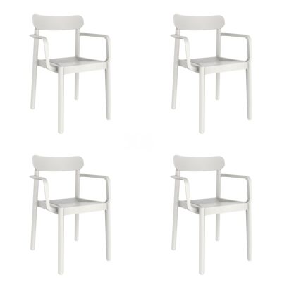 garbar ELBA Set 4 Stuhl mit Armlehnen innen, außen weiß