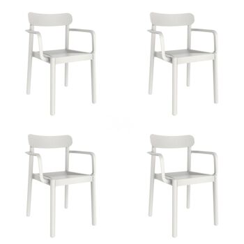 garbar ELBA Set 4 Chaises Avec Accoudoirs Intérieur, Extérieur Blanc 1