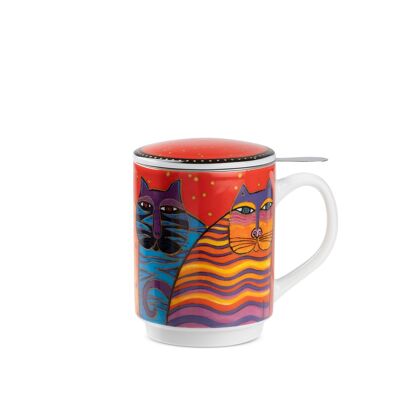 Tazza/mug "Fantastici Felini" rossa H.11,5 cm
