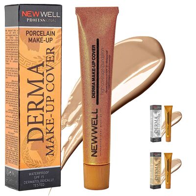 Derma MakeUp Cover Wasserfeste Foundation - Perfekter Teint & hohe Deckkraft - Vegan & natürliche Inhaltsstoffe - Für alle Hauttypen