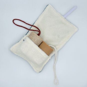 Pochette de transport pour 2 cosmétiques solides - tissu éponge ultra absorbant - Eponge Corail 2