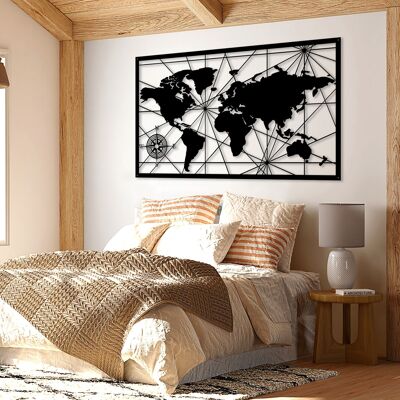 Outentin Modern wall decoration living room - decoration for living room wall - 3d wall pictures - wall sculptures - large wall decoration in black - perfect for bedroom kitchen and office - 86 x 51 cm (map)