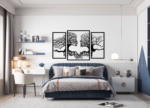 Outentin Modern wall decoration living room - decoration for living room wall - 3d wall pictures - wall sculptures - large wall decoration in black - perfect for bedroom kitchen and office - 90 x 52 cm (kiss)