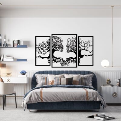 Outentin Modern wall decoration living room - decoration for living room wall - 3d wall pictures - wall sculptures - large wall decoration in black - perfect for bedroom kitchen and office - 90 x 52 cm (kiss)