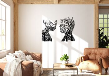 Outentin Décoration murale moderne salon - décoration pour mur de salon - tableaux muraux 3D - sculptures murales - grande décoration murale en noir - parfait pour chambre cuisine et bureau - 85 x 64 cm (visages) 6