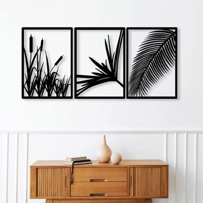Outentin Modern wall decoration living room - Living room wall decoration - 3d wall art - Wall sculptures - Large wall decoration in black - Perfect for bedroom kitchen and office - 87 x 47 cm (Grass)