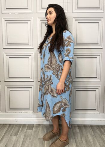 Robe midi 100 % coton à imprimé cachemire avec fente latérale 2