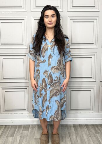 Robe midi 100 % coton à imprimé cachemire avec fente latérale 4