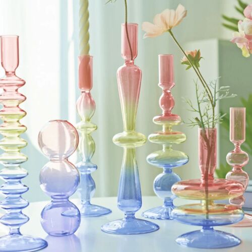 Three Colors Glass Candlestick Holder