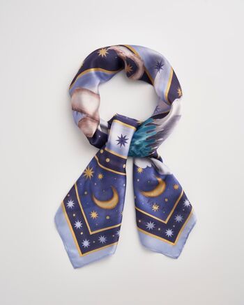 Catherine Rowe Pet Portraits Whippet Foulard carré en soie bleue 2