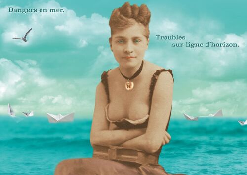 Carte postale - Dangers en mer. Troubles sur ligne d'horizon