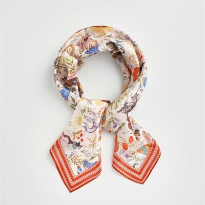 Catherine Rowe Pet Portraits Mushroom Cream Square Scarf