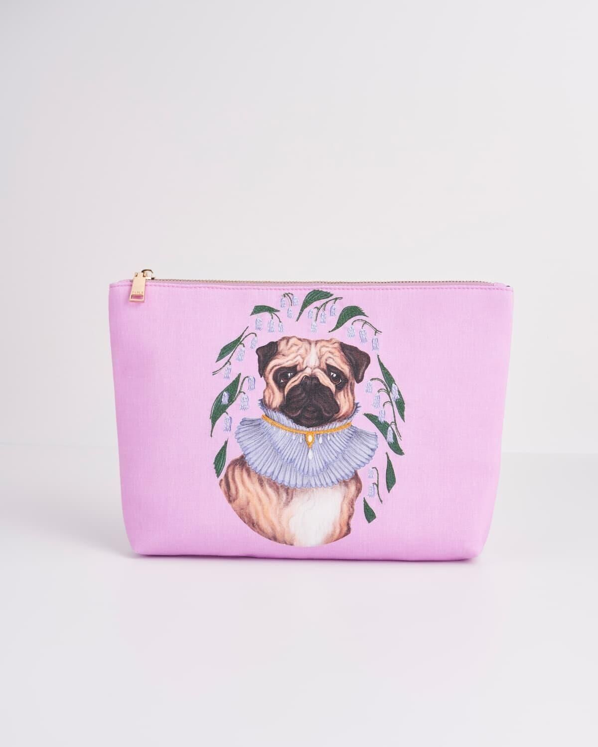 Catherine Rowe Pet Portraits Pug Custodia in cotone rosa