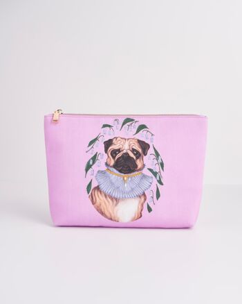 Pochette en coton rose carlin Catherine Rowe Pet Portraits 1